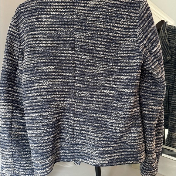 LOFT Navy and White Textured Jacket -Medium - Picture 5 of 7